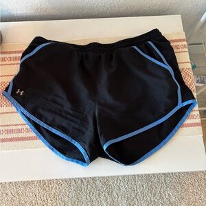 Under Armour Women's Athletic Shorts in Black with Blue Trim